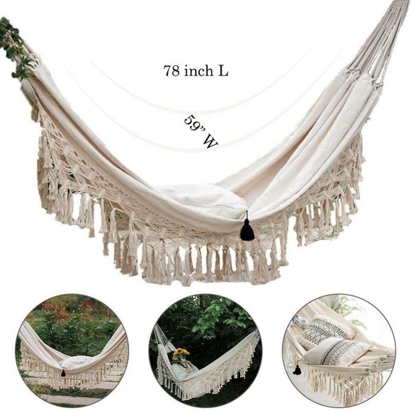 Free People Boho Large White Swing Bed Hammock - Picture 7 of 8